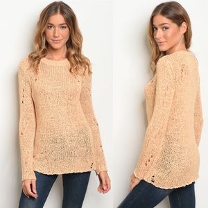 Rebecka Crochet Knit Apricot Sweater Top